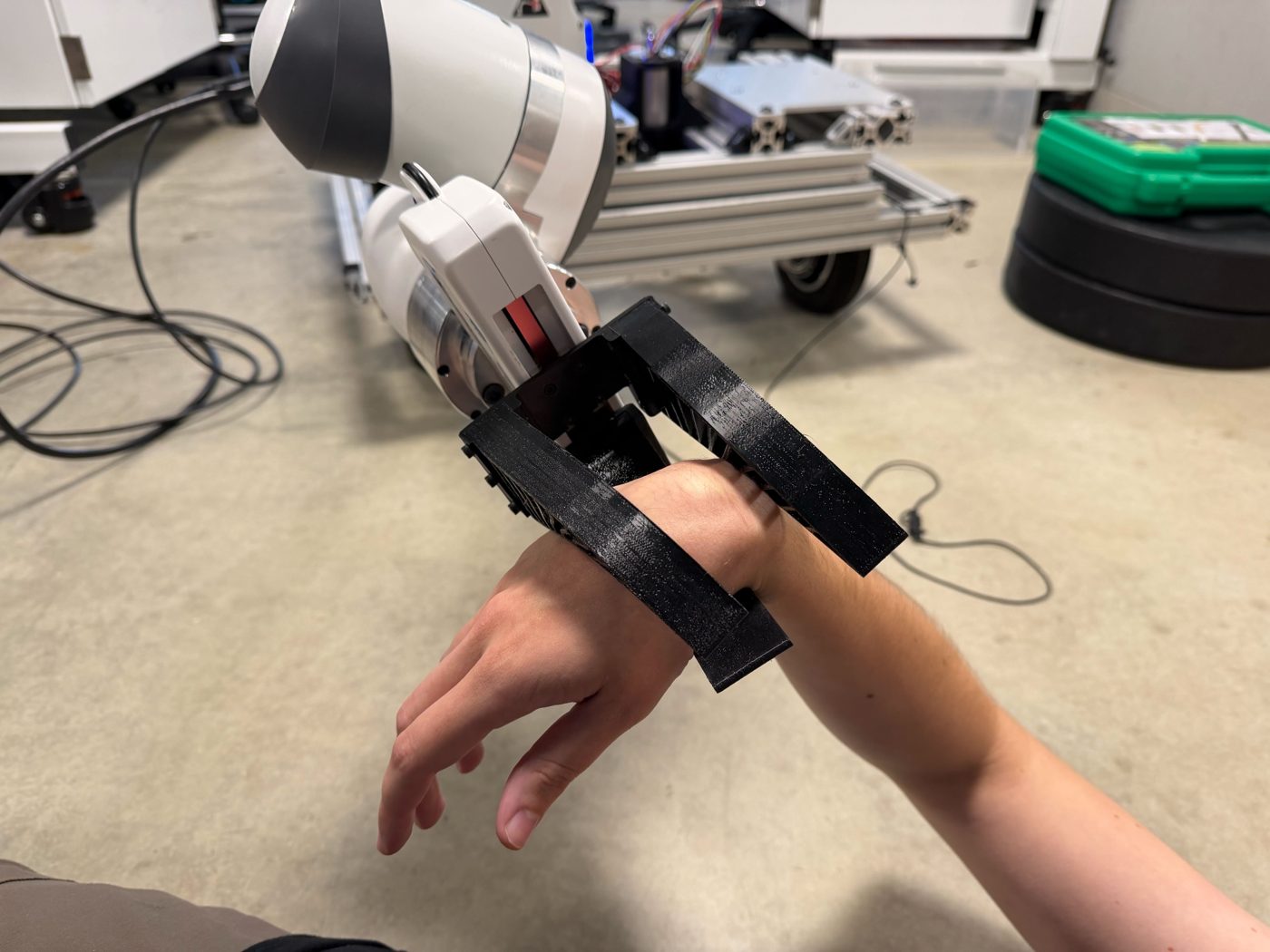 Gripper fin wrapped gently around a wrist